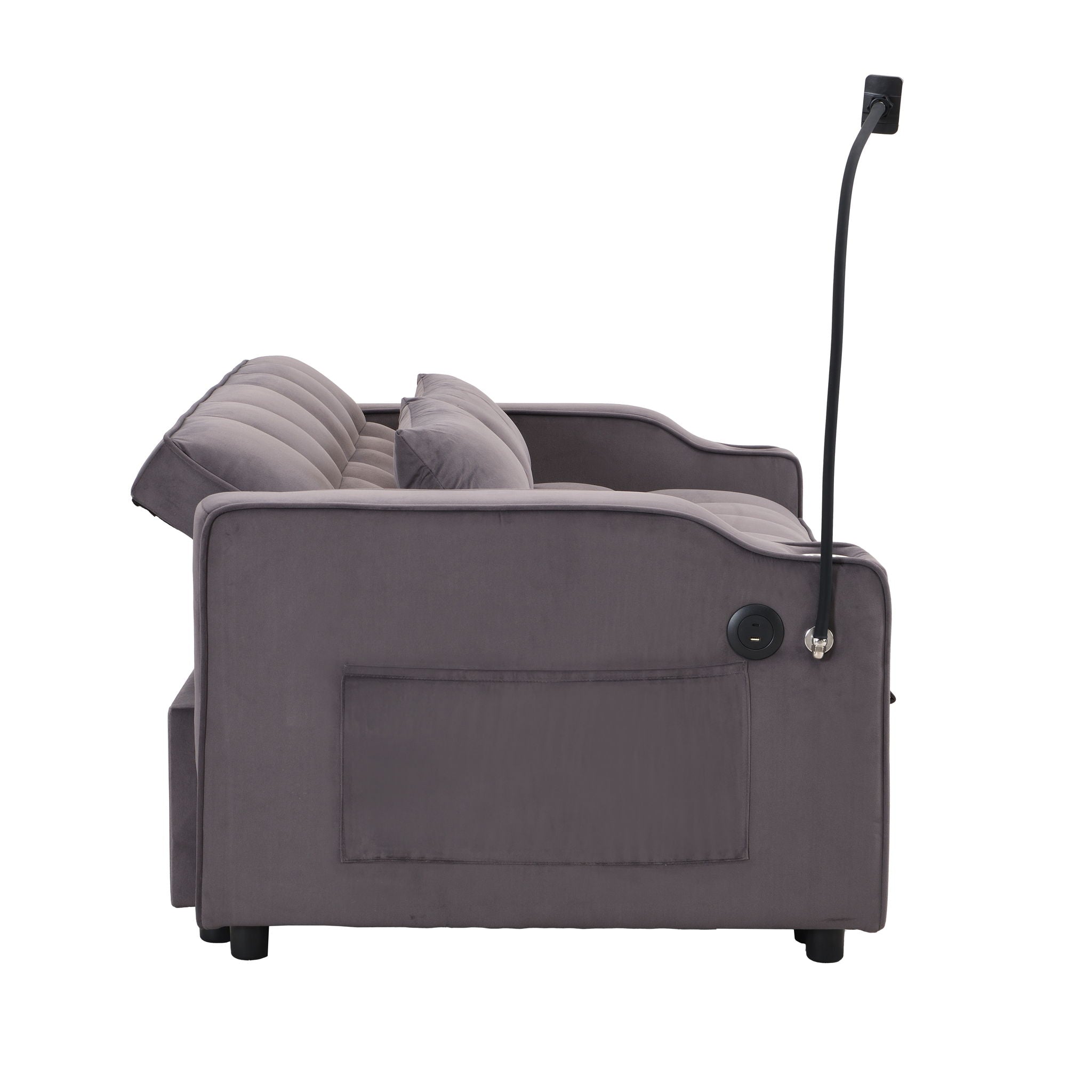 Modern Loveseat With Pullout Bed, Adjustable Reclining Backrest