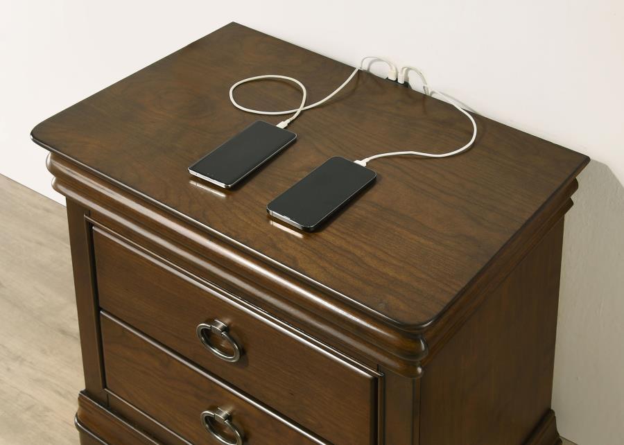 Garland - 3-Drawer Nightstand Bedside Table - Brown Cherry