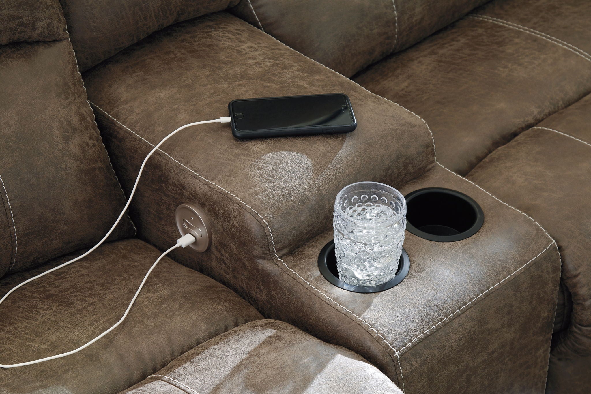 Segburg - 2-Piece Power Reclining Sectional - Driftwood