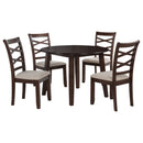 Barton 5-piece Round Wood Dining Table Set Dark Brown