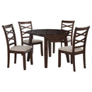 Barton 5-piece Round Wood Dining Table Set Dark Brown