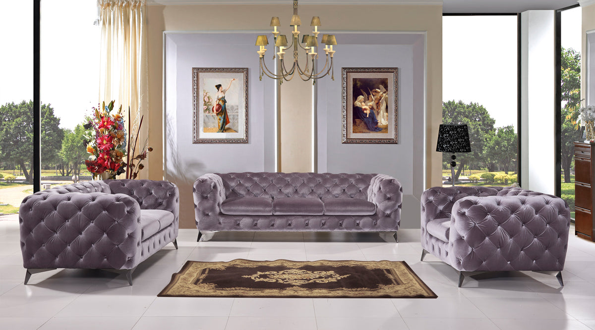 Divani Casa Delilah Modern Grey Fabric Sofa