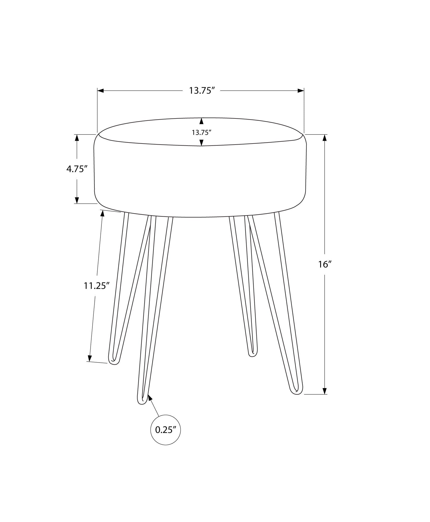 Ottoman, Pouf, Footrest, Foot Stool, Round Metal Legs, Contemporary, Modern