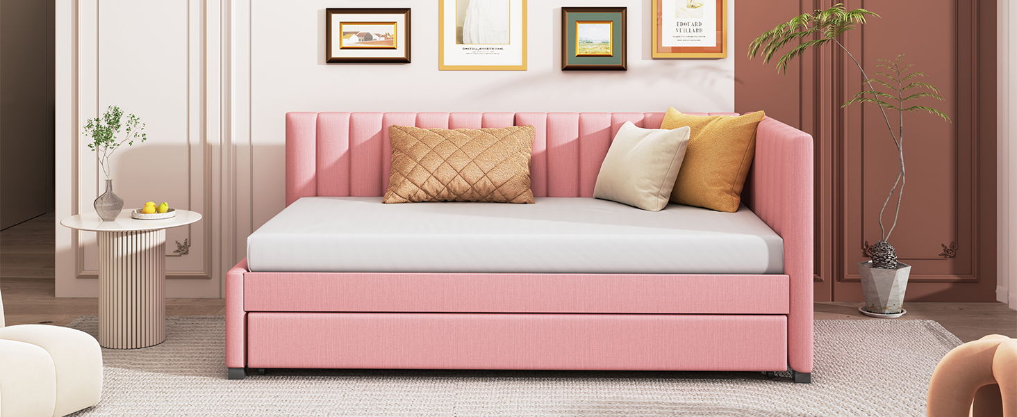 Upholstered Daybed, Sofa Bed Frame, No Box Spring Needed