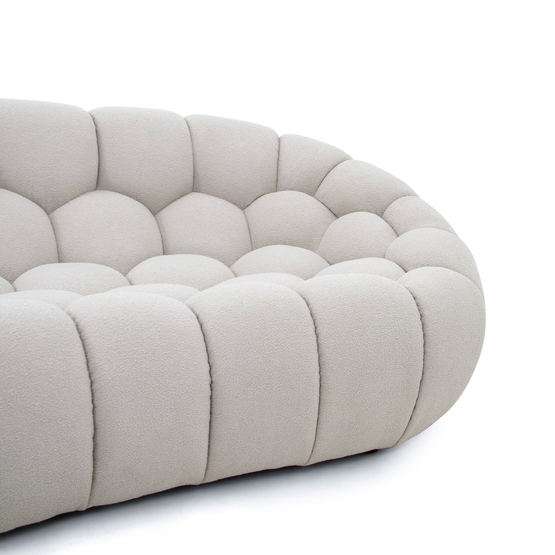 Divani Casa Yolonda - Modern Curved Beige Fabric Sofa