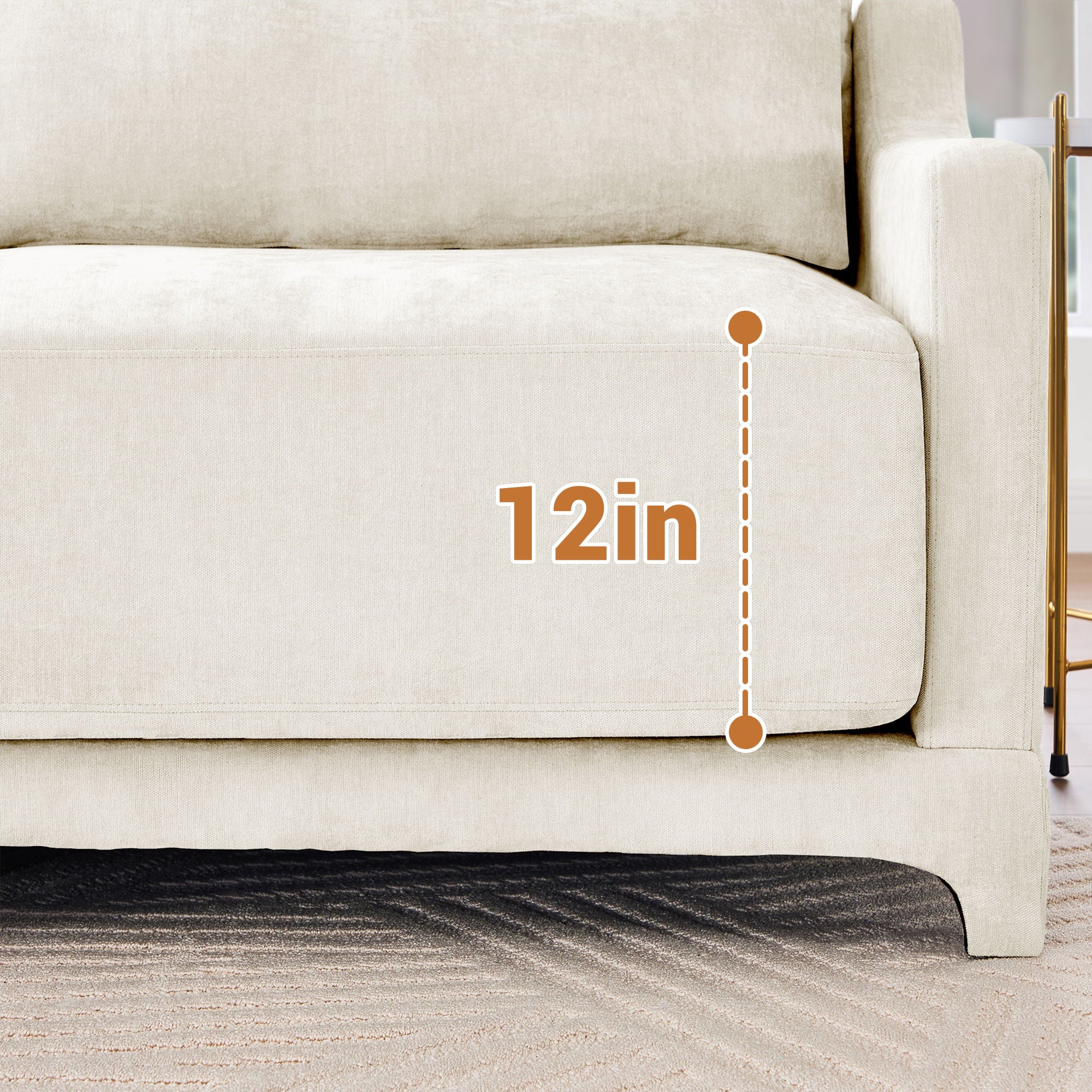 Stylish Sofa With Ottoman And Lumbar Pillows, Ergonomic Design