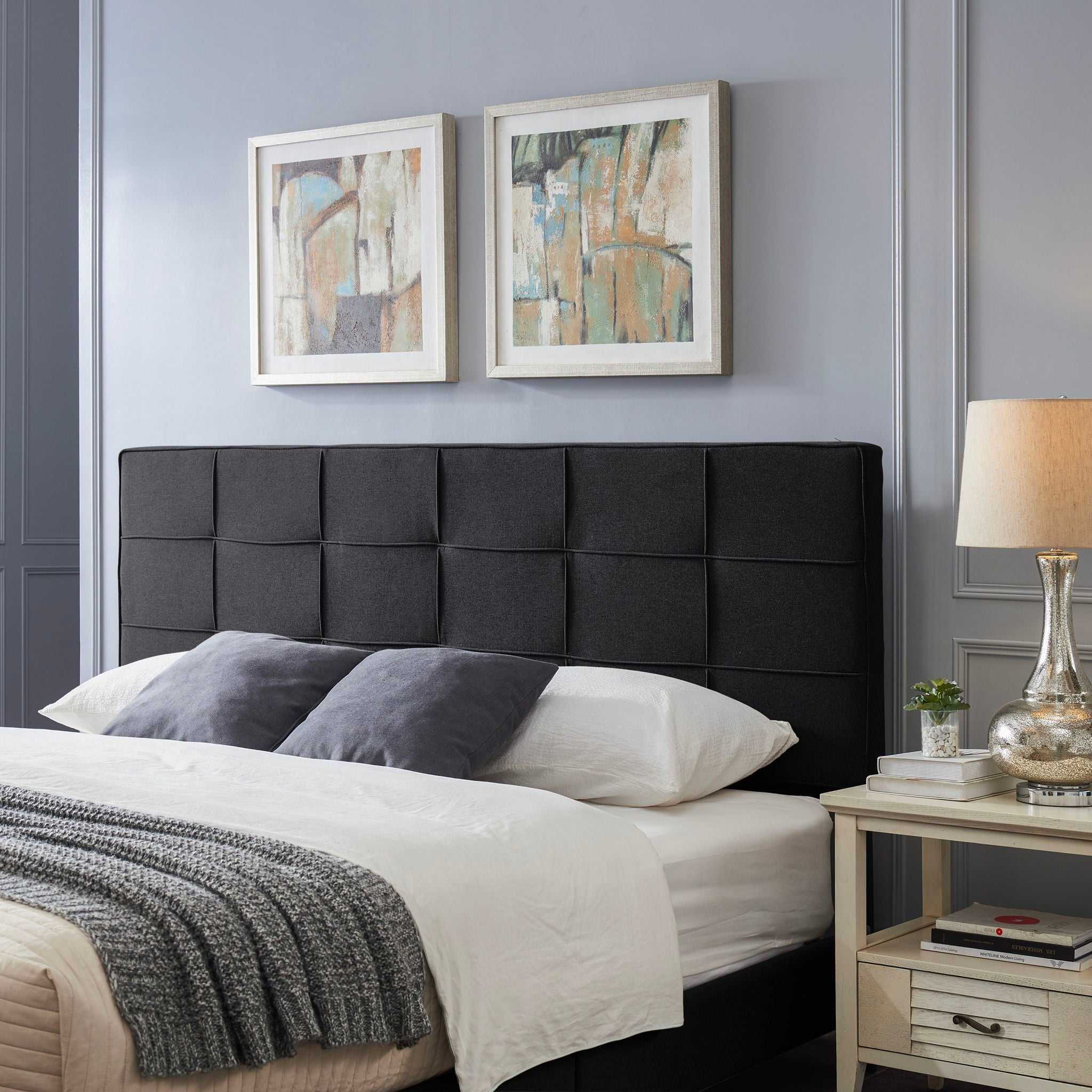 Marakesh - Contemporary Fabric Upholstered King / California King Headboard - Black