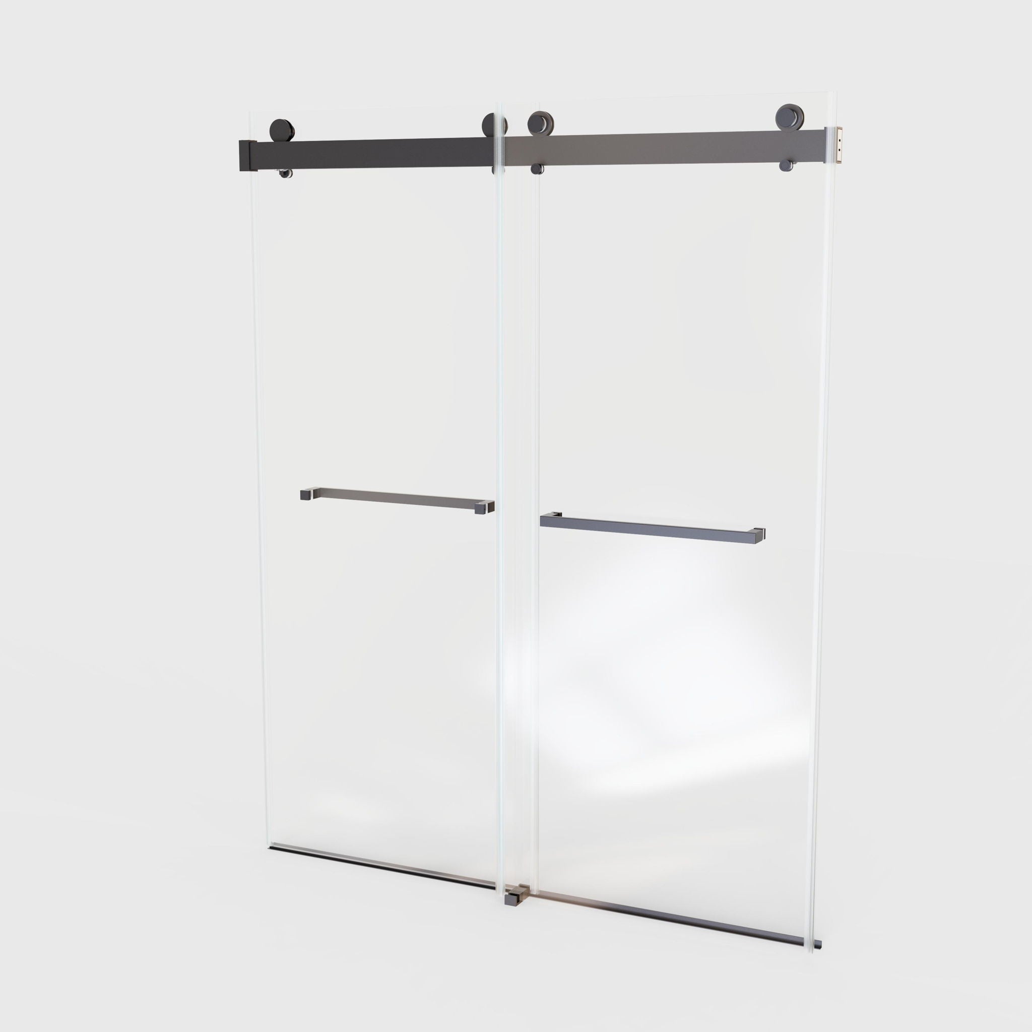 Frameless Double Sliding Soft-Close Shower Door, 3 / 8" (10Mm) Thick SGCC Tempered Glass Door, Matte