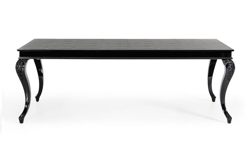 A&X Sovereign Transitional Black Crocodile Dining Table w/ Black Gloss Legs