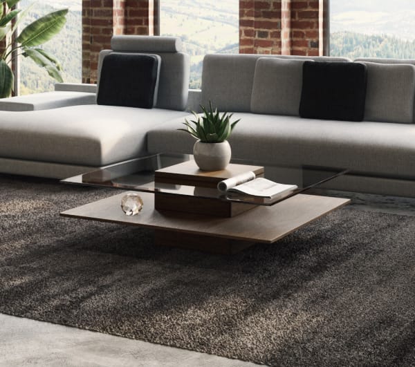 Modrest Clarion Mid-Century Walnut and Glass Coffee Table
