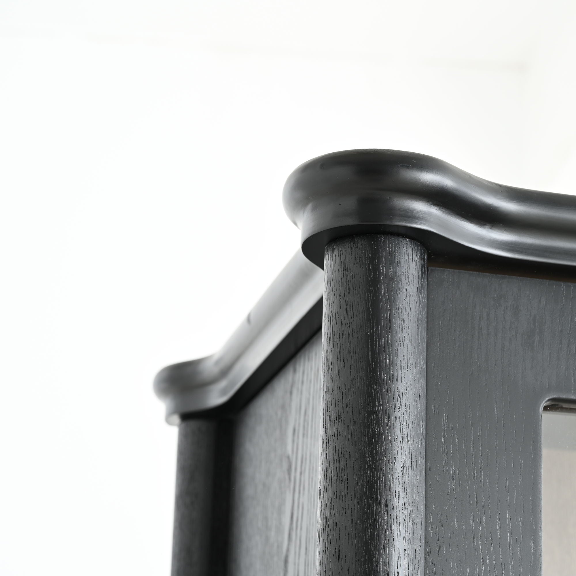 Vintage Display Cabinet With Double Glass Doors, Traditional Style For Collectibles, Ash Wood Veneer, 73.25" Tall - Black / Natural