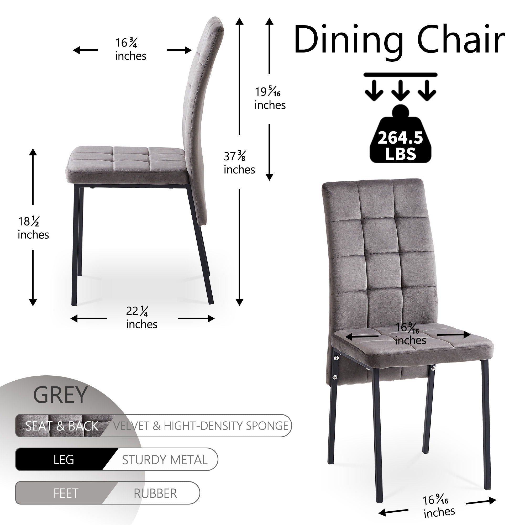 5 Piece Dining Set Including High Back Nordic Dining Chair & Creative Design Dining Table