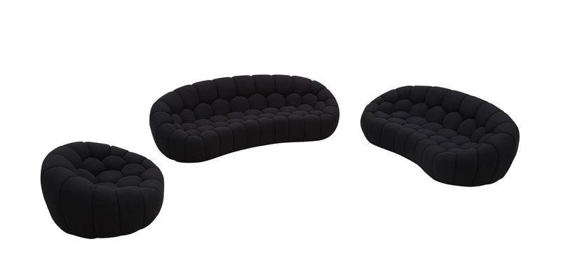 Divani Casa Yolonda - Modern Curved Black Fabric Sofa Set