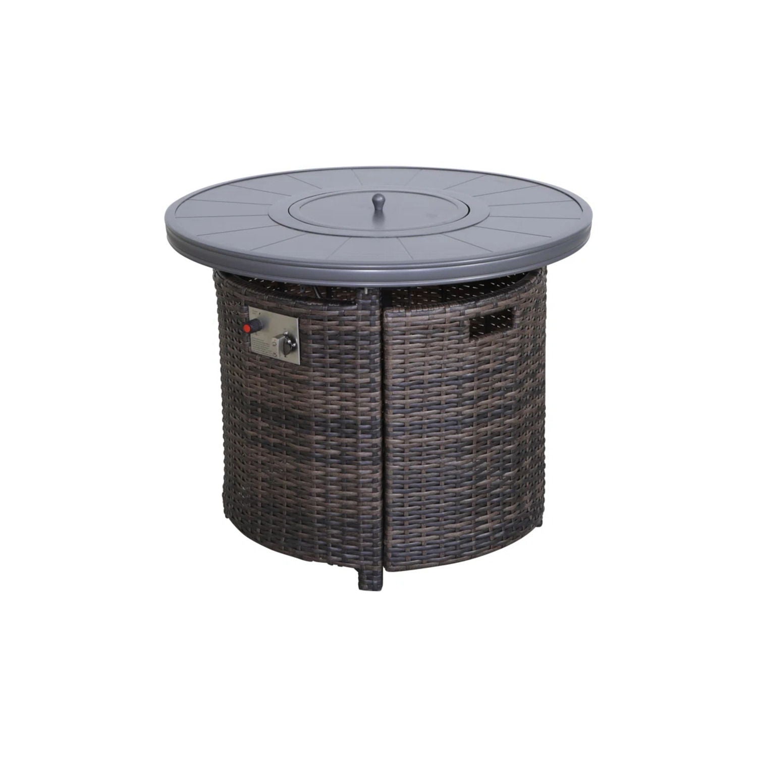 Wicker Outdoor Lounge Set With Cushions And Fire Pit