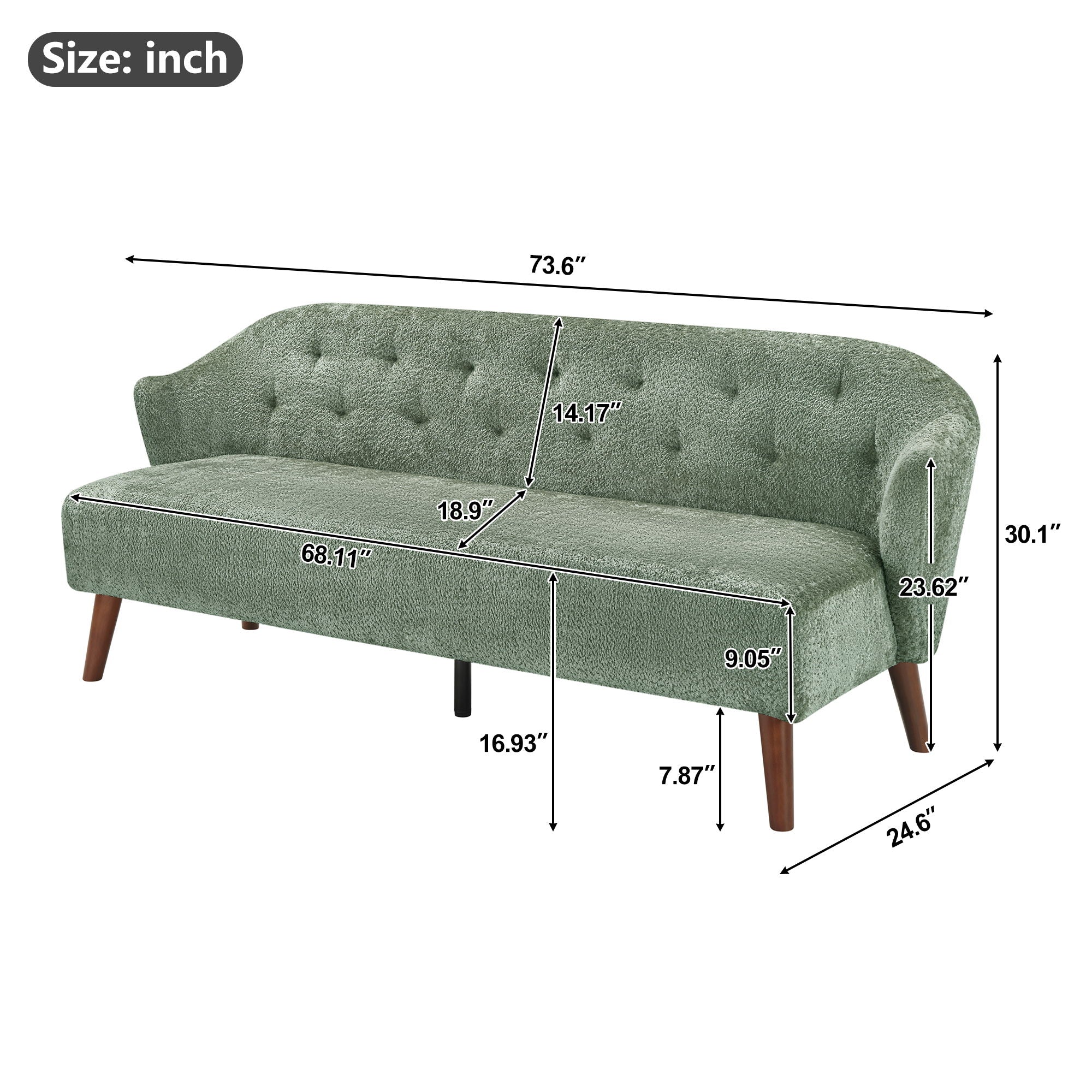3 Seater Tufted Upholstered Couch Comfy Living Room Sofa
