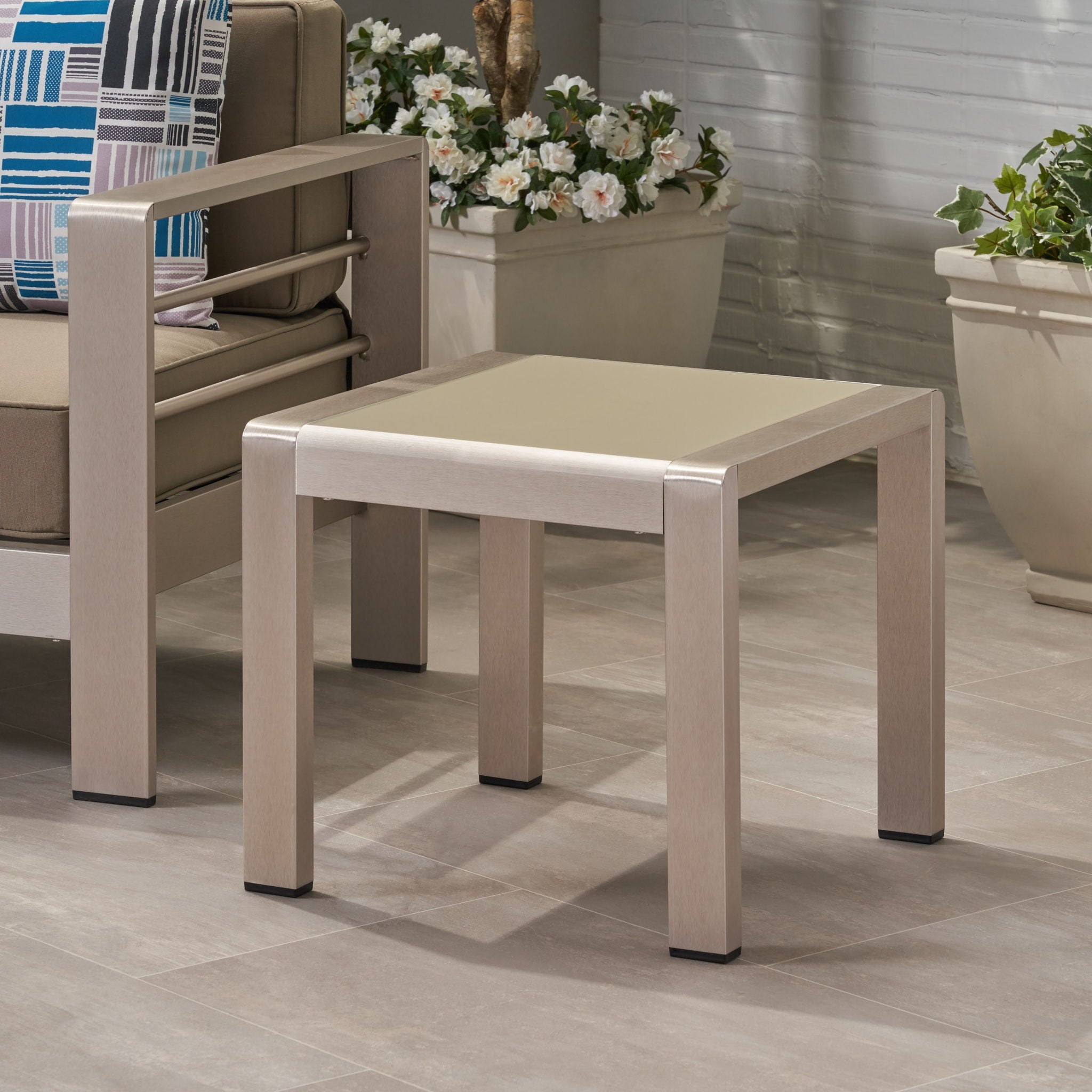 Cape Coral - Contemporary Side Table With Frosted Glass Top