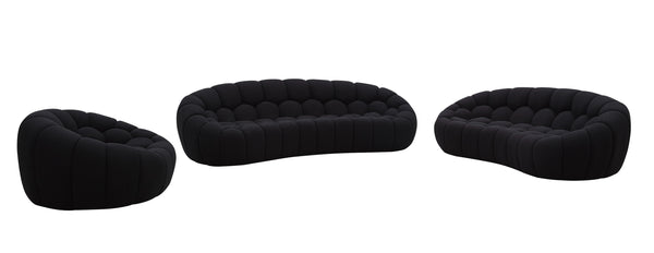 Divani Casa Yolonda - Modern Curved Black Fabric Sofa Set