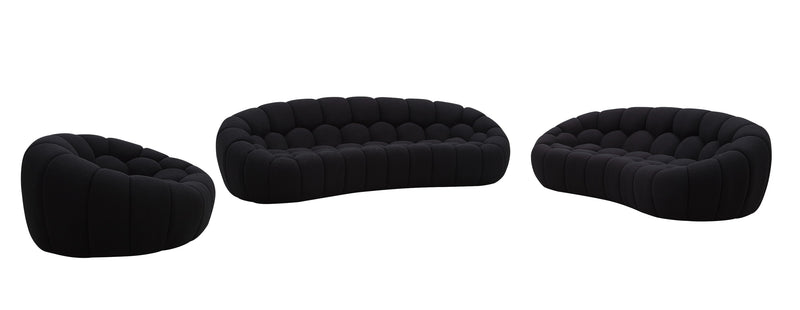 Divani Casa Yolonda - Modern Curved Black Fabric Sofa Set