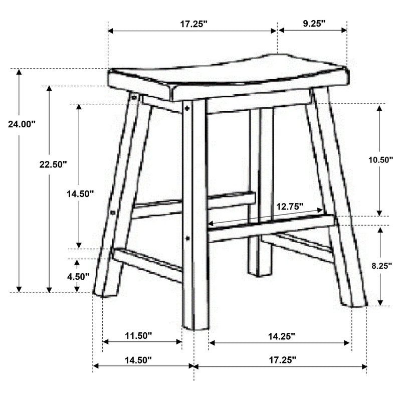 Durant Wood Backless Bar Stool Black (Set of 2)
