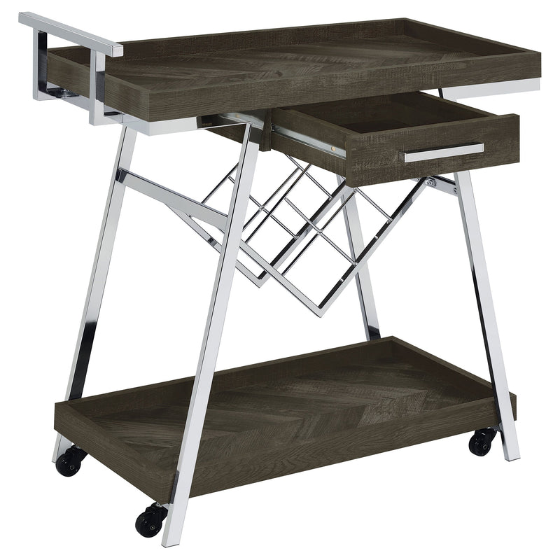 Kinney 1-drawer Engineered Wood Bar Cart White High Gloss