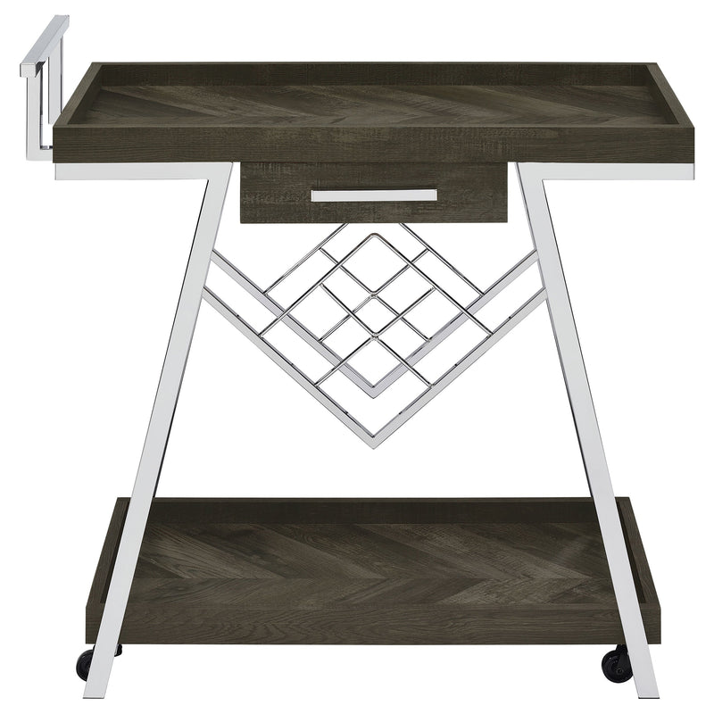 Kinney 1-drawer Engineered Wood Bar Cart White High Gloss