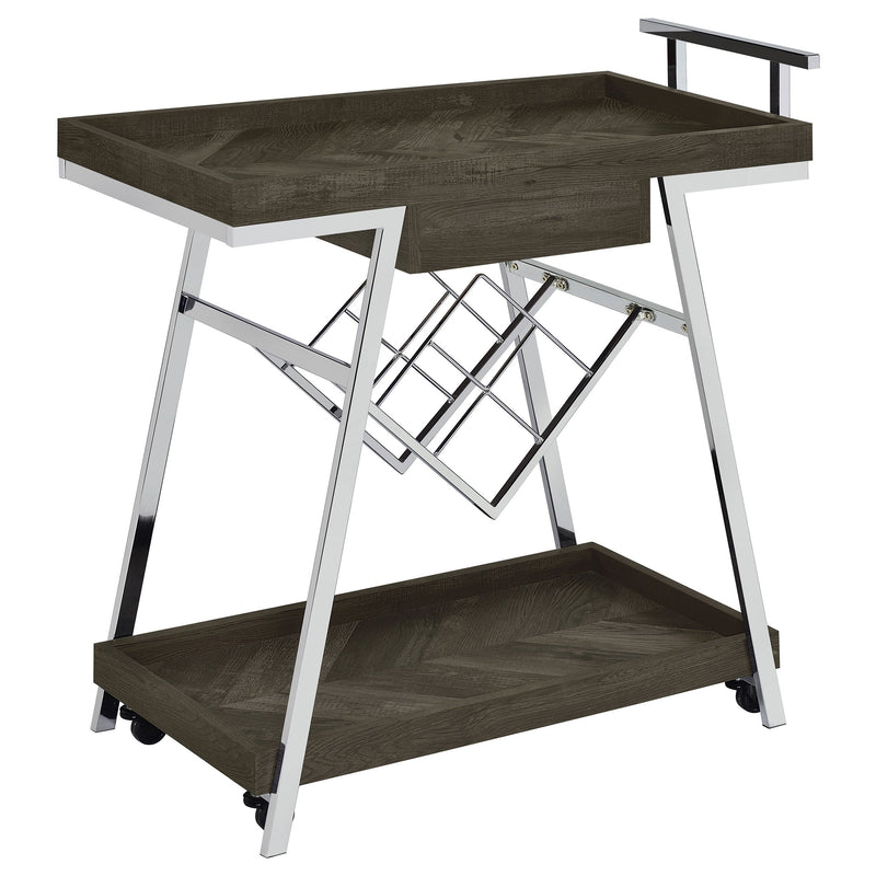 Kinney 1-drawer Engineered Wood Bar Cart White High Gloss
