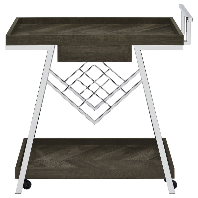 Kinney 1-drawer Engineered Wood Bar Cart White High Gloss