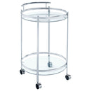 Chrissy 2-tier Round Glass Shelf Metal Bar Cart Brass