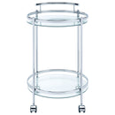 Chrissy Round Glass Shelf Metal Bar Cart Chrome