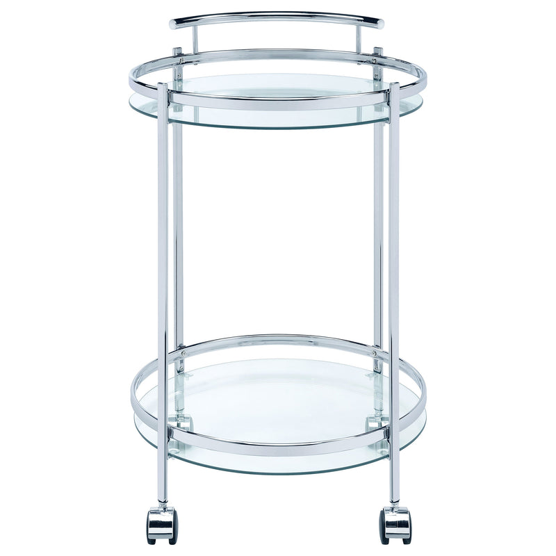 Chrissy 2-tier Round Glass Shelf Metal Bar Cart Brass