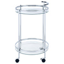 Chrissy 2-tier Round Glass Shelf Metal Bar Cart Brass