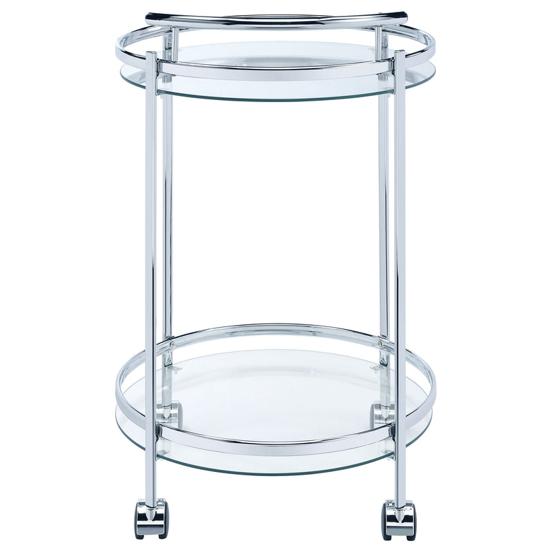 Chrissy 2-tier Round Glass Shelf Metal Bar Cart Brass
