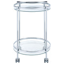 Chrissy Round Glass Shelf Metal Bar Cart Chrome