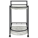 Desiree 2-tier Faux Marble Shelf Metal Bar Cart Black