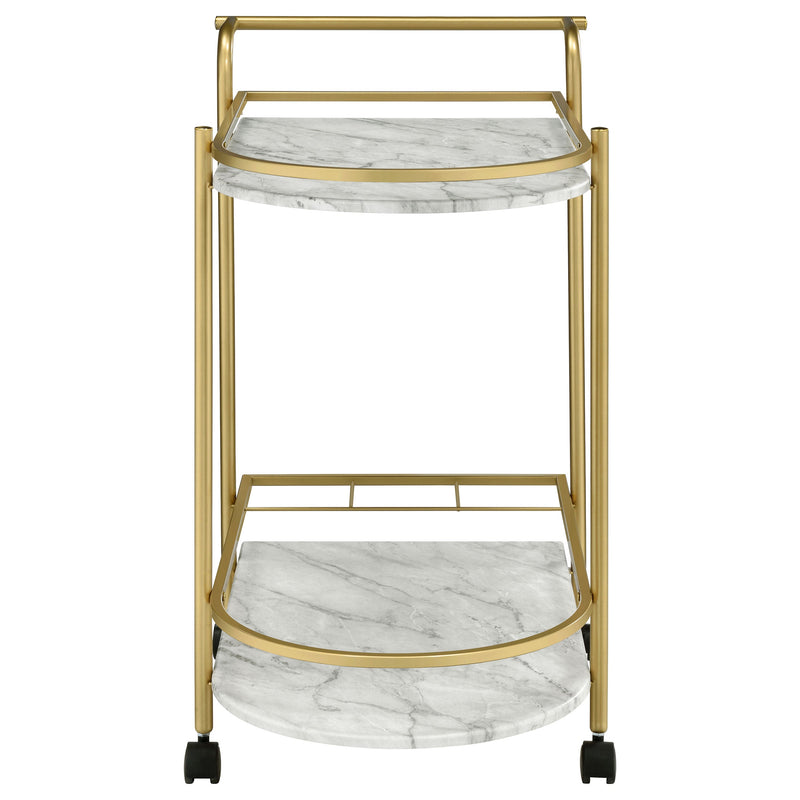 Desiree 2-tier Faux Marble Shelf Metal Bar Cart Black