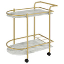 Desiree 2-tier Faux Marble Shelf Metal Bar Cart Black