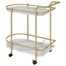 Desiree 2-tier Faux Marble Shelf Metal Bar Cart Black