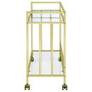 Cara 2-tier Rectangular Glass Shelf Metal Bar Cart Brass