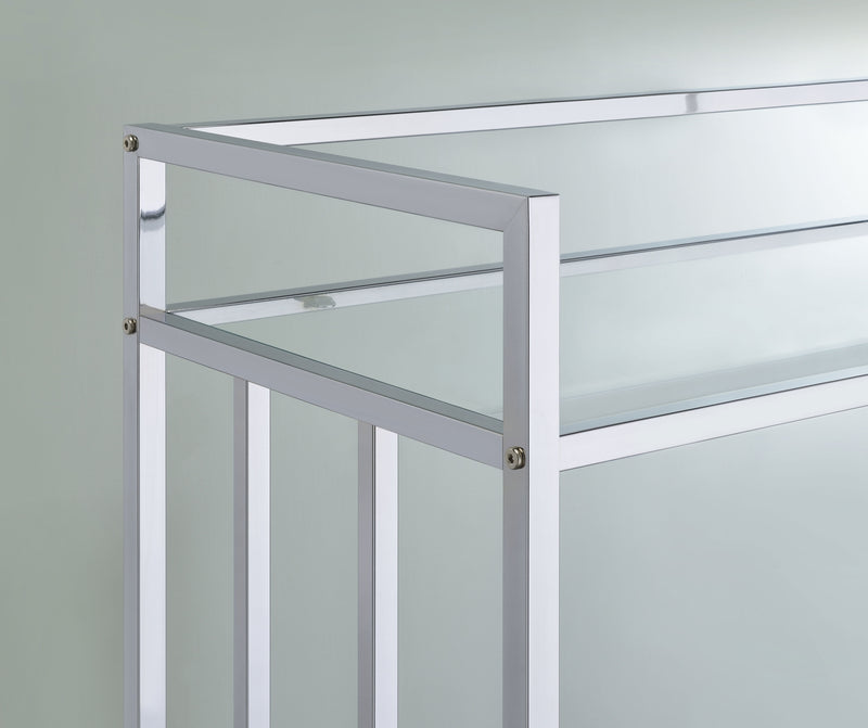 Cara 2-tier Rectangular Glass Shelf Metal Bar Cart Brass