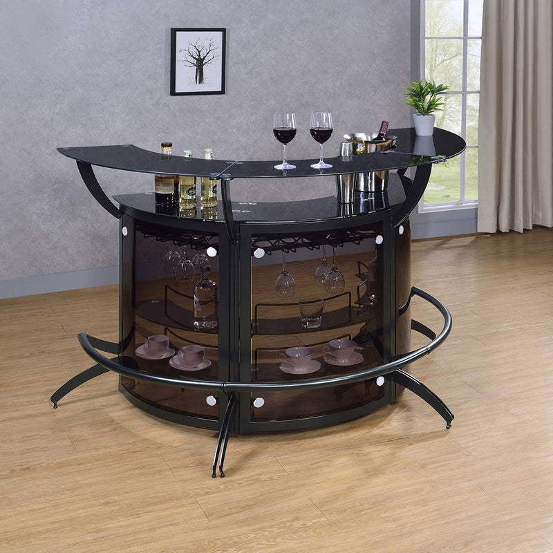 Dallas  Curved Freestanding Home Bar Cabinet Black