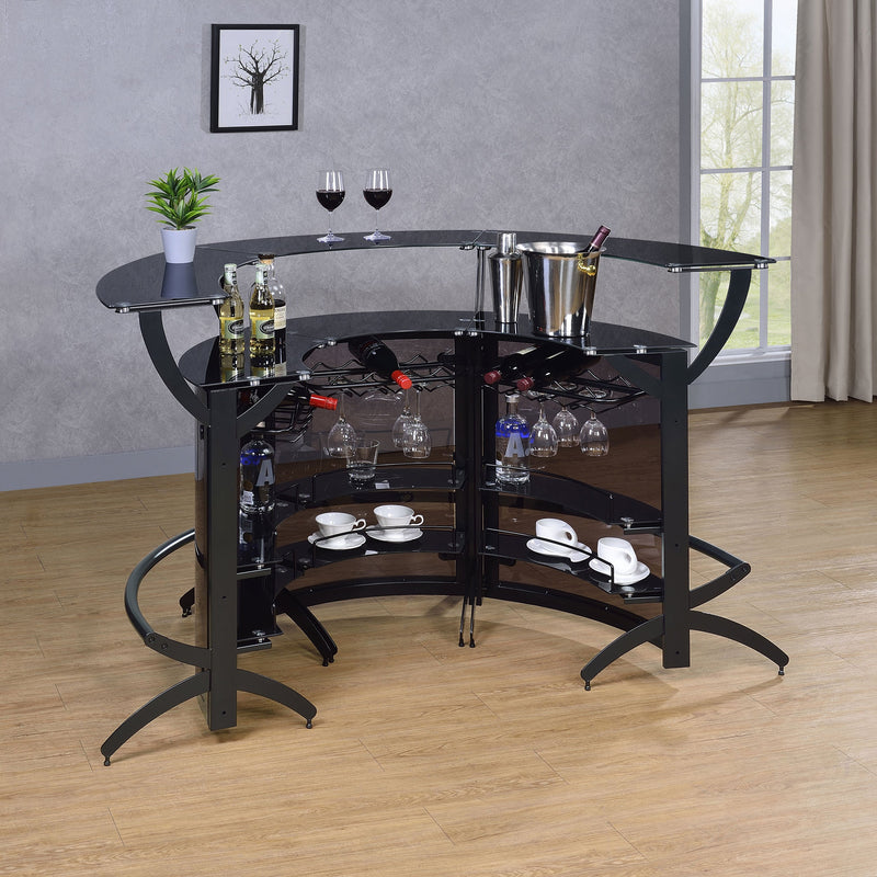 Dallas  Curved Freestanding Home Bar Cabinet Black