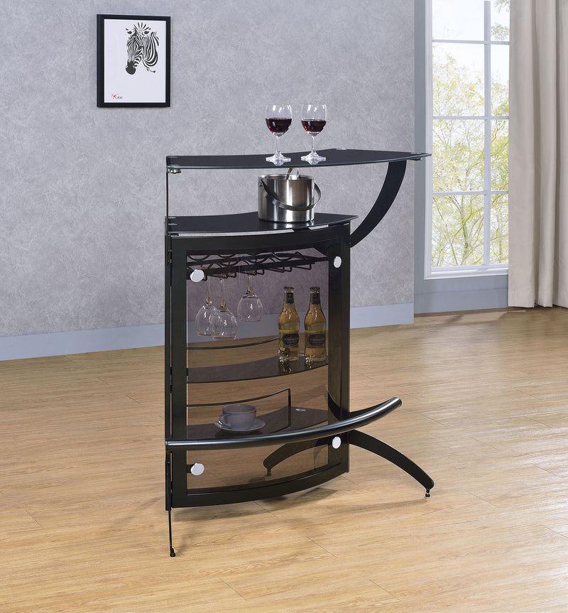 Dallas  Curved Freestanding Home Bar Cabinet Black