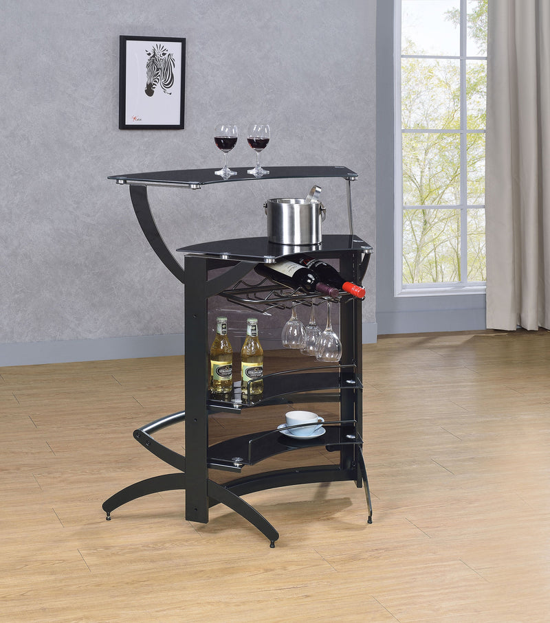Dallas  Curved Freestanding Home Bar Cabinet Black