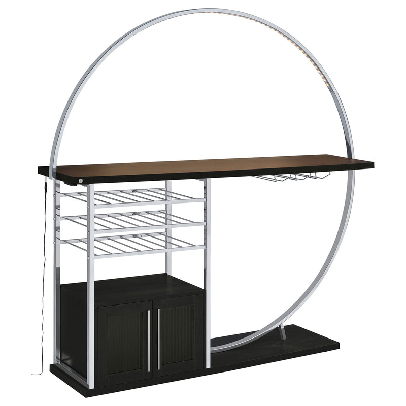 Risley 2-door Circular LED Home Bar Cabinet White High Gloss