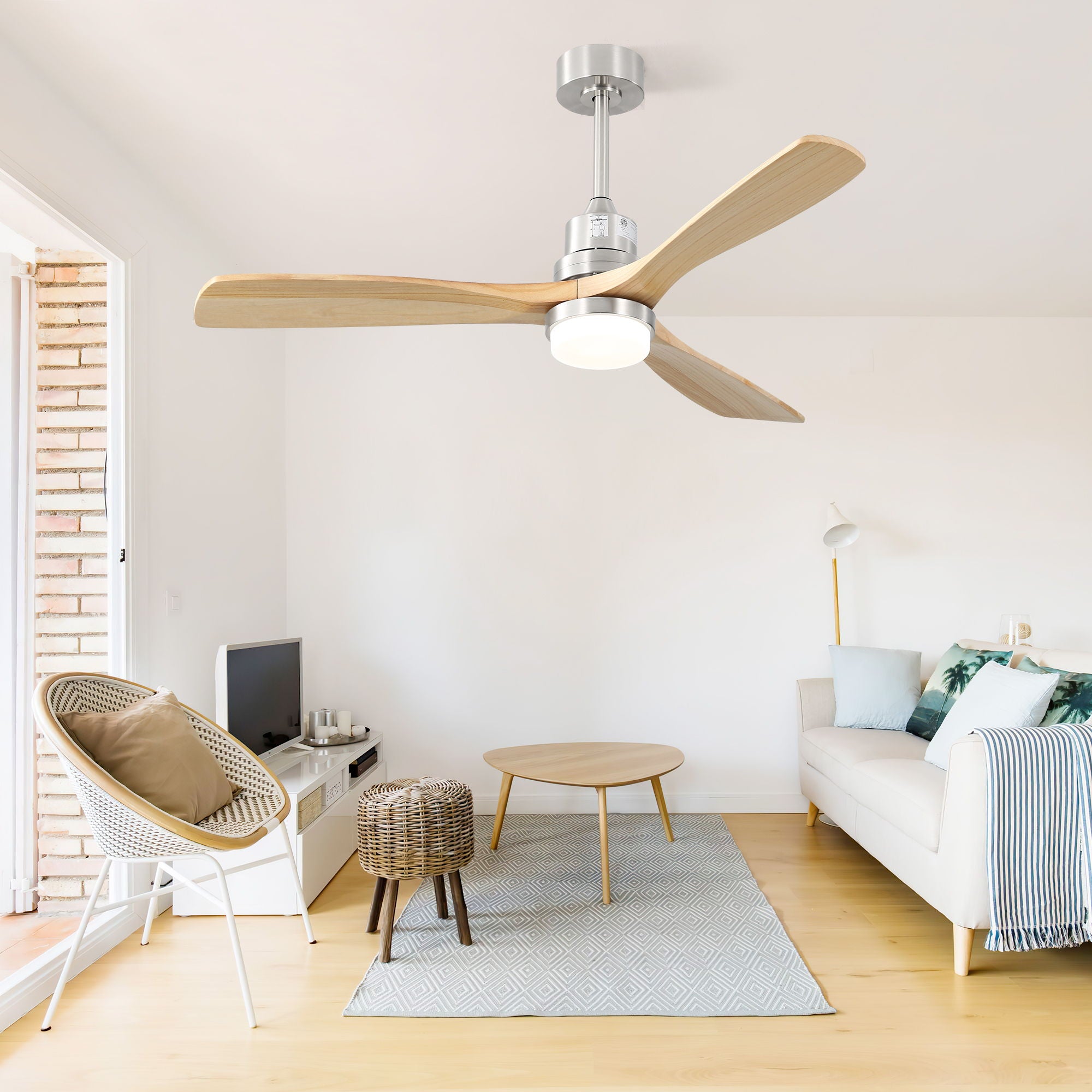 Indoor Ceiling Fan With Dimmable LED Light, 6 Speed Remote ControlLED DC Motor, Reversible Blades