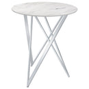 Bexter Round 35-inch Faux Marble Bistro Bar Table Chrome