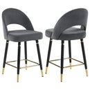 Lindsey Velvet Upholstered Counter Chair Black (Set of 2)