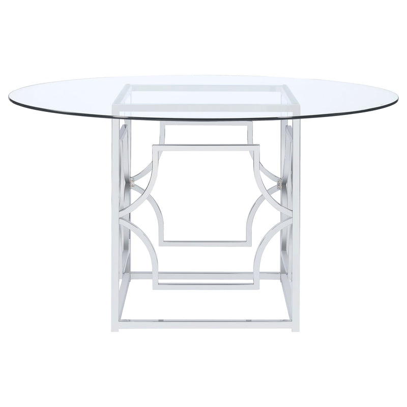 Starlight Round 54-inch Glass Top Metal Dining Table Brass