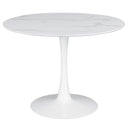 Arkell Round 30-inch Faux Marble Top Dining Table White