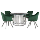 Veena  Round Glass Top Dining Table Set Chrome